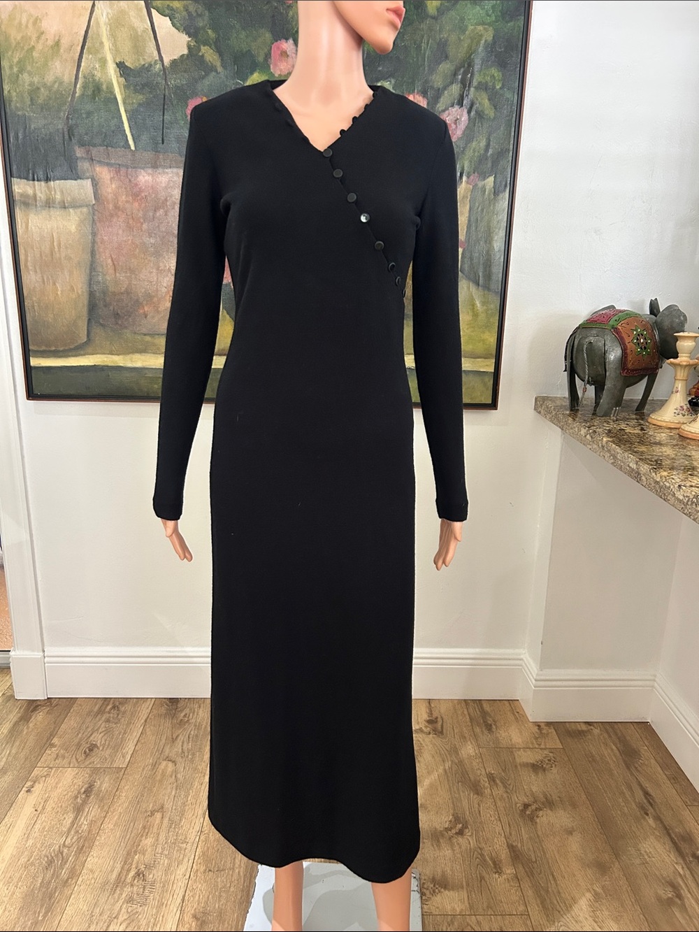 Daniel & Rebecca vintage black wool blend midi dress